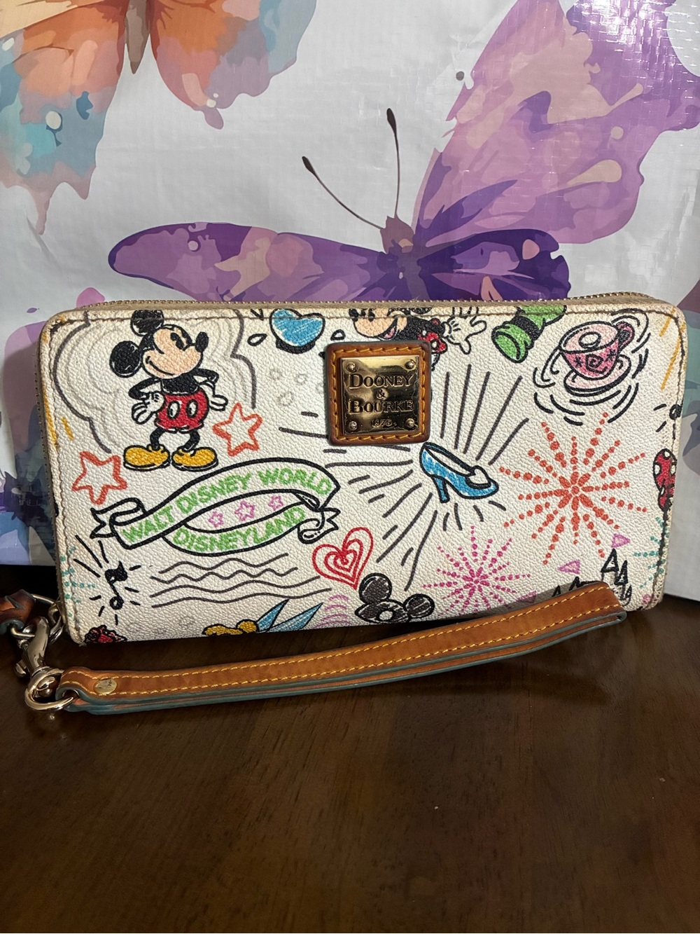 Dooney & Bourke White Multicolor Disney Sketch Wallet